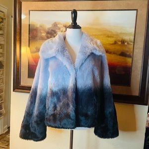 Vince Camuto Ombre Faux Fur Jacket in purple and blue